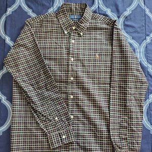 Men's Classic Fit Large Polo Ralph Lauren Long-sleeved Collard Plaid Button-up